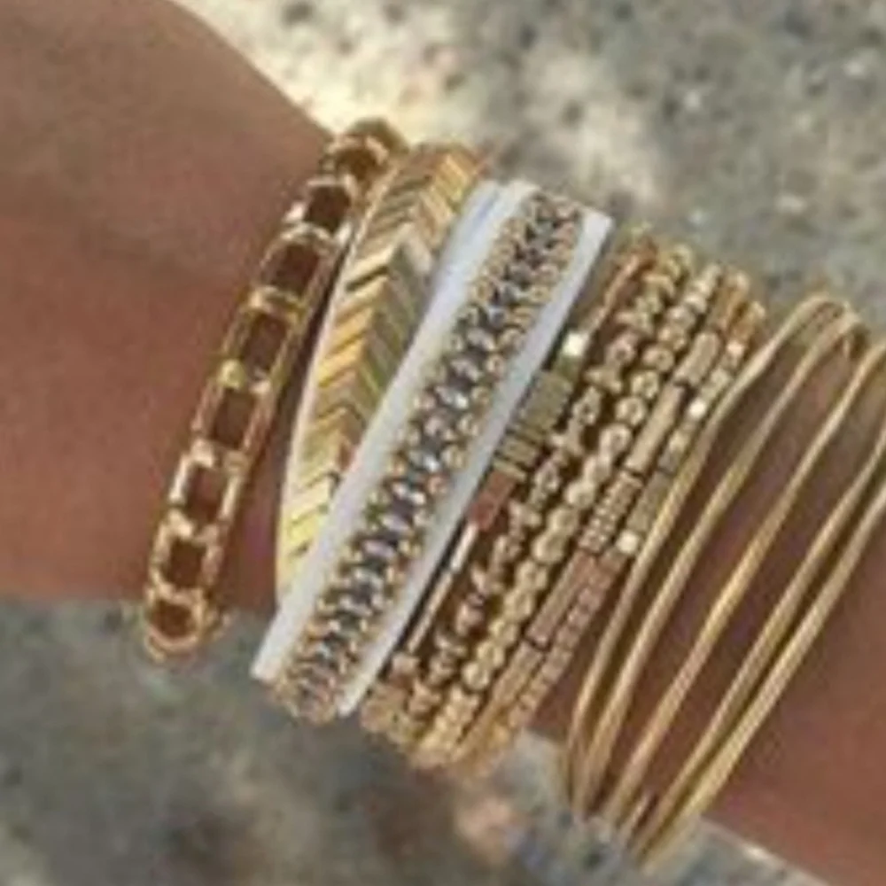 Stella & Dot Gilded Path Leather Wrap Bracelet
